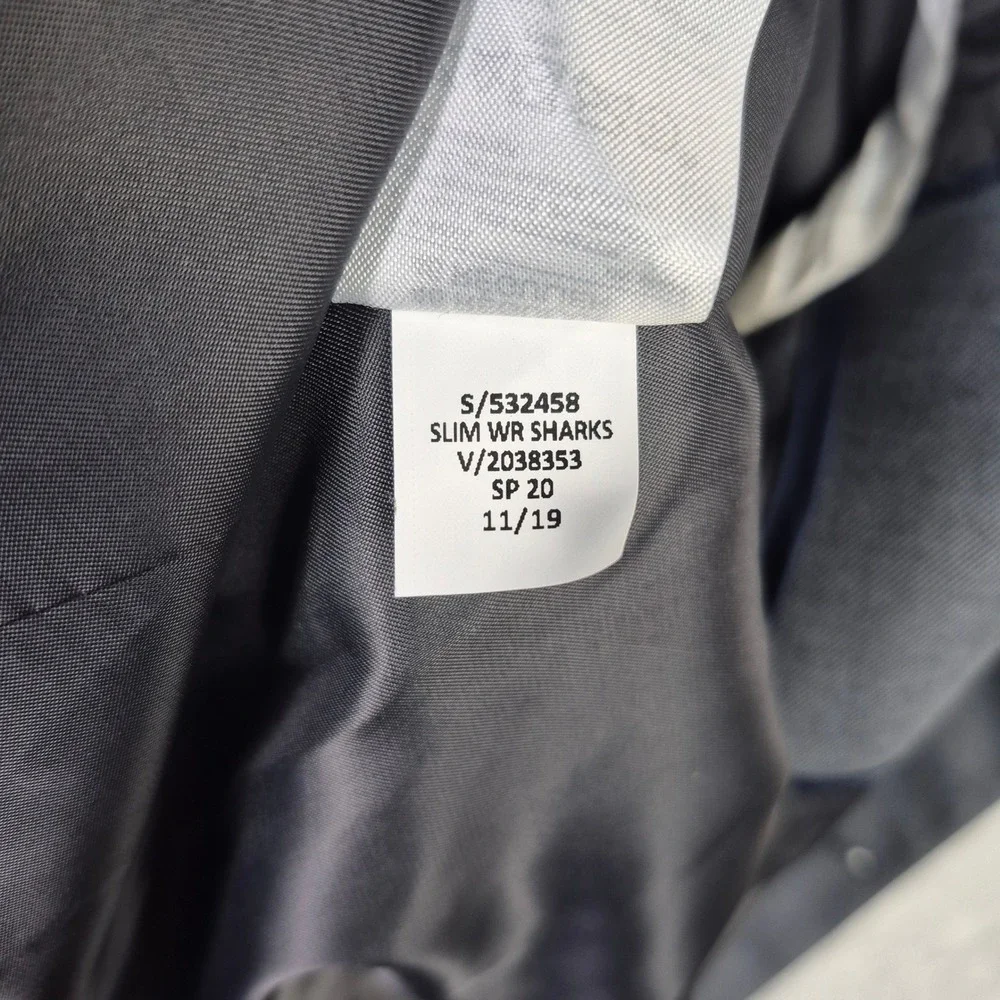 Banana Republic Mens 46R Slim Fit Sharkskin‎ Blazer Grey Sport Coat 532458